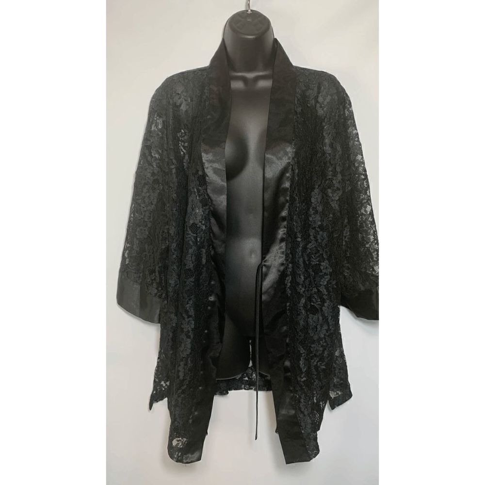 Vintage Victoria's Secret Black Lace Robe Size OSFM